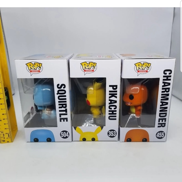 Pokemon Flocked Funko Pop! Pikachu Squirtle Charmander Exclusives with Protector - Picture 11 of 11